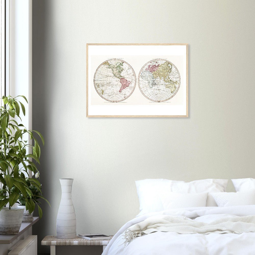 New World, Old World (1790) - Classic Semi - Glossy Paper Wooden Framed Poster - Lyrea