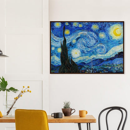 Van Gogh's "The Starry Night" Semi - Glossy Paper Wooden Framed Poster - Lyrea