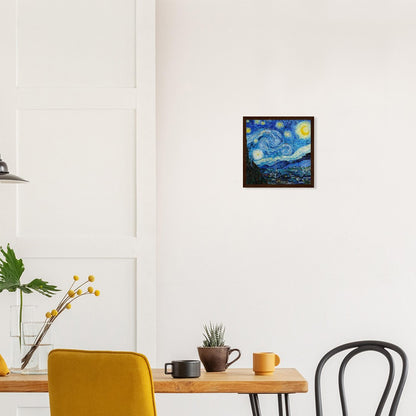 Van Gogh's "The Starry Night" Semi - Glossy Paper Wooden Framed Poster - Lyrea