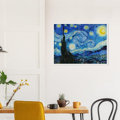 Van Gogh's "The Starry Night" Semi - Glossy Paper Wooden Framed Poster - Lyrea