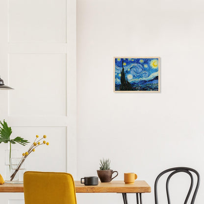 Van Gogh's "The Starry Night" Semi - Glossy Paper Wooden Framed Poster - Lyrea