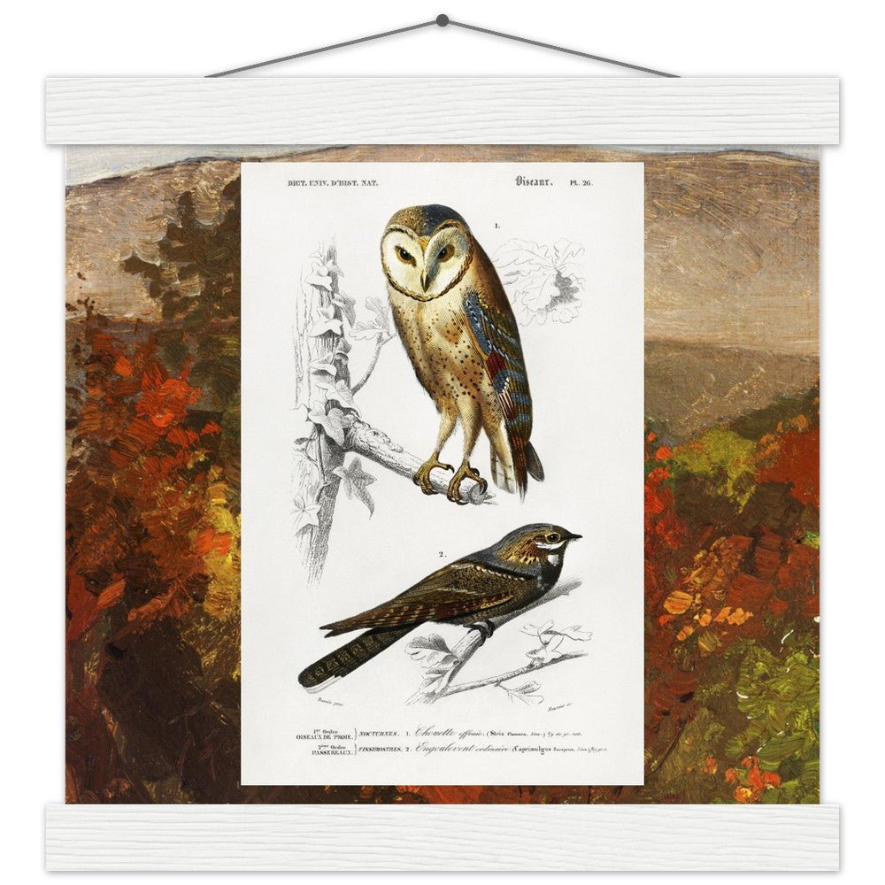 Birds & Autumn Treetops | Classic Semi - Glossy Paper Poster with Hanger - Lyrea