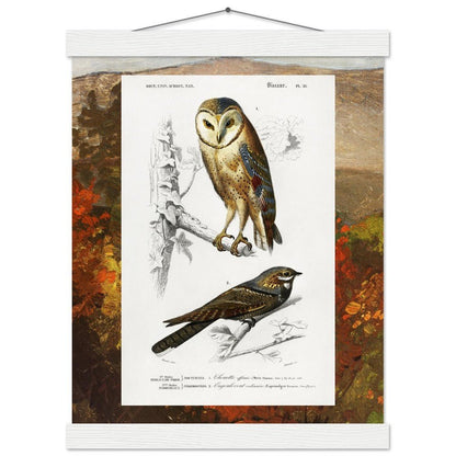 Birds & Autumn Treetops | Classic Semi - Glossy Paper Poster with Hanger - Lyrea