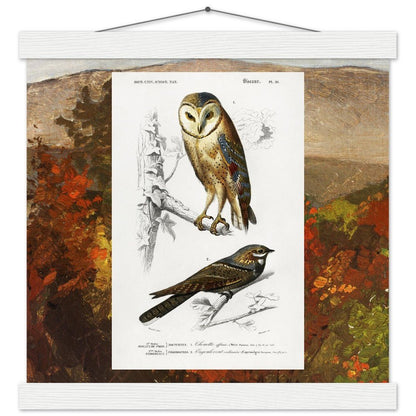 Birds & Autumn Treetops | Classic Semi - Glossy Paper Poster with Hanger - Lyrea