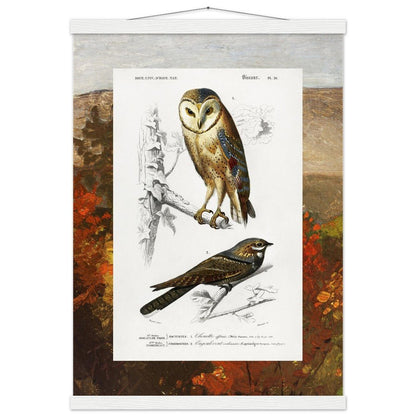 Birds & Autumn Treetops | Classic Semi - Glossy Paper Poster with Hanger - Lyrea