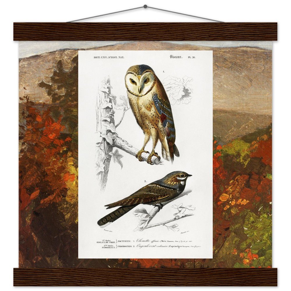 Birds & Autumn Treetops | Classic Semi - Glossy Paper Poster with Hanger - Lyrea