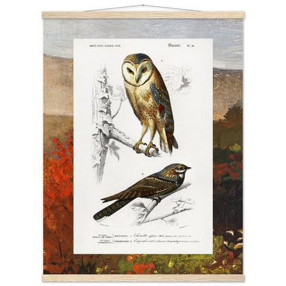 Birds & Autumn Treetops | Classic Semi - Glossy Paper Poster with Hanger - Lyrea