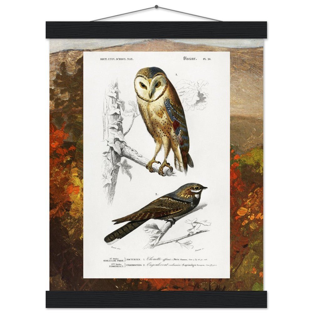 Birds & Autumn Treetops | Classic Semi - Glossy Paper Poster with Hanger - Lyrea