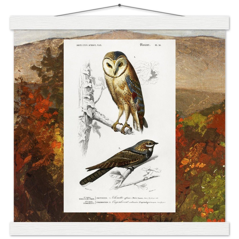 Birds & Autumn Treetops | Classic Semi - Glossy Paper Poster with Hanger - Lyrea