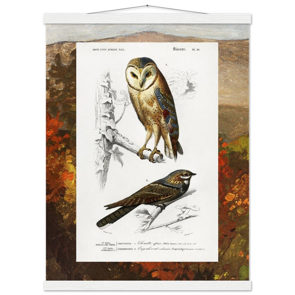 Birds & Autumn Treetops | Classic Semi - Glossy Paper Poster with Hanger - Lyrea