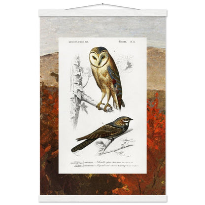 Birds & Autumn Treetops | Classic Semi - Glossy Paper Poster with Hanger - Lyrea