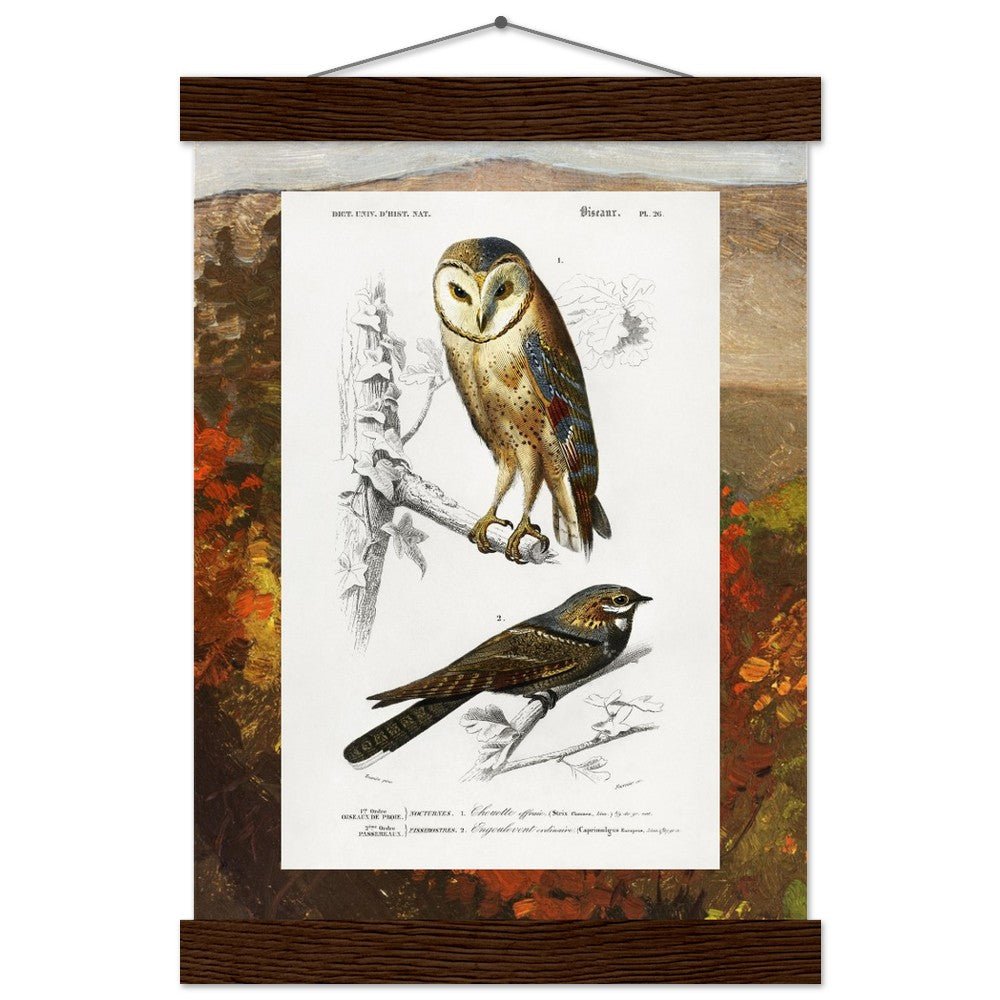 Birds & Autumn Treetops | Classic Semi - Glossy Paper Poster with Hanger - Lyrea