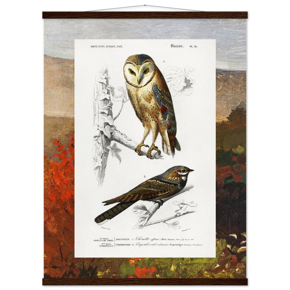 Birds & Autumn Treetops | Classic Semi - Glossy Paper Poster with Hanger - Lyrea