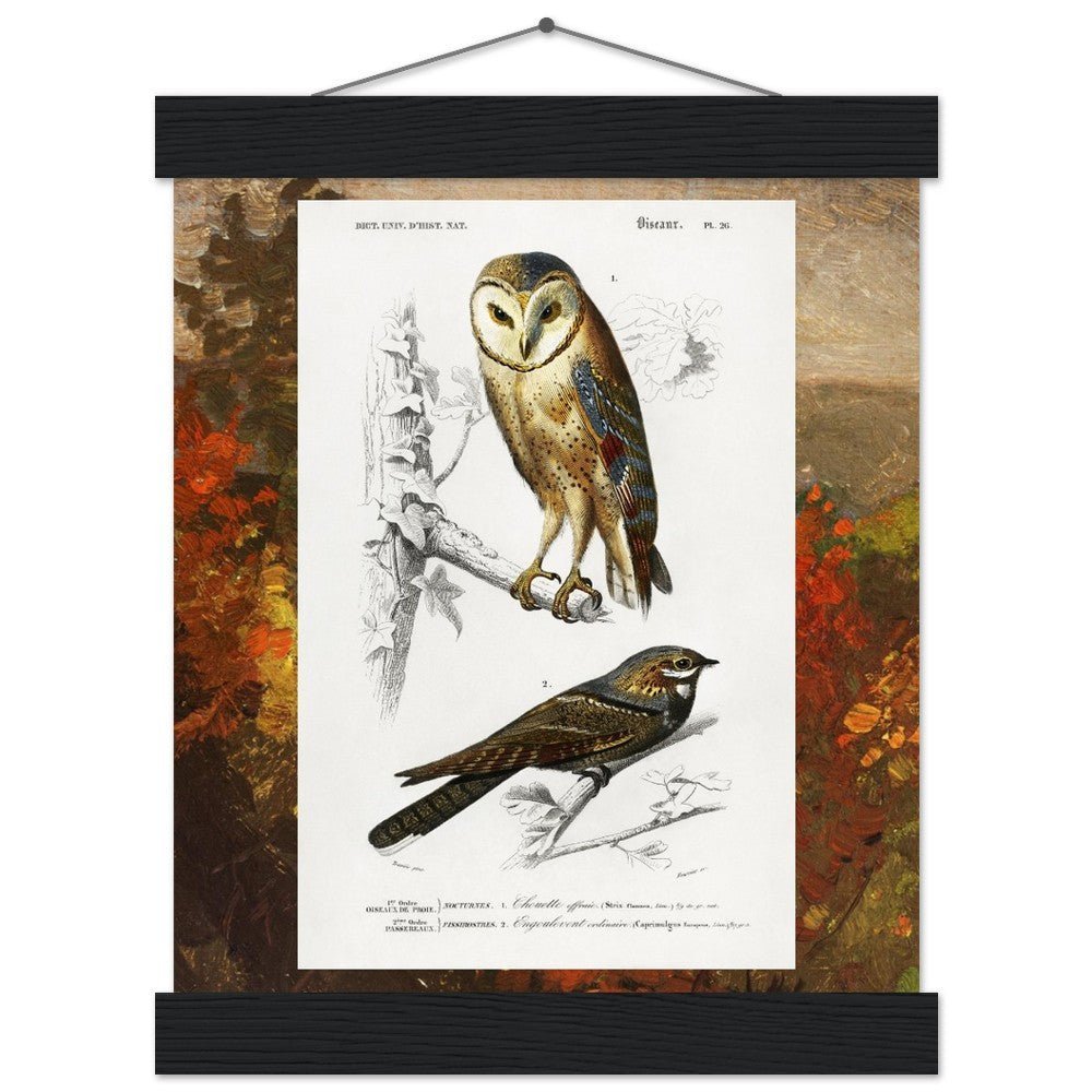 Birds & Autumn Treetops | Classic Semi - Glossy Paper Poster with Hanger - Lyrea