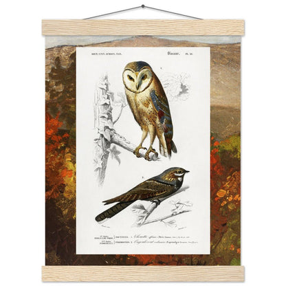 Birds & Autumn Treetops | Classic Semi - Glossy Paper Poster with Hanger - Lyrea