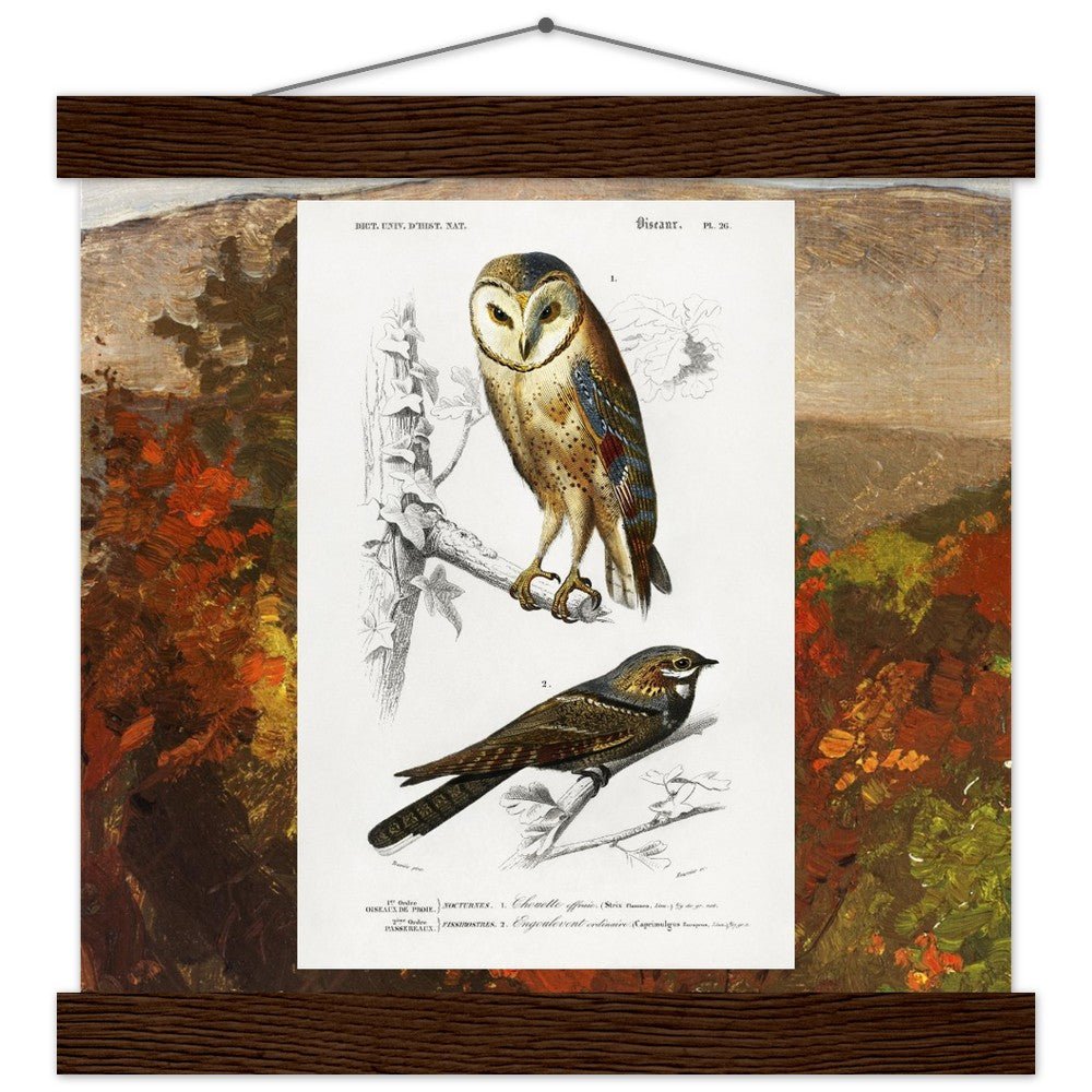 Birds & Autumn Treetops | Classic Semi - Glossy Paper Poster with Hanger - Lyrea