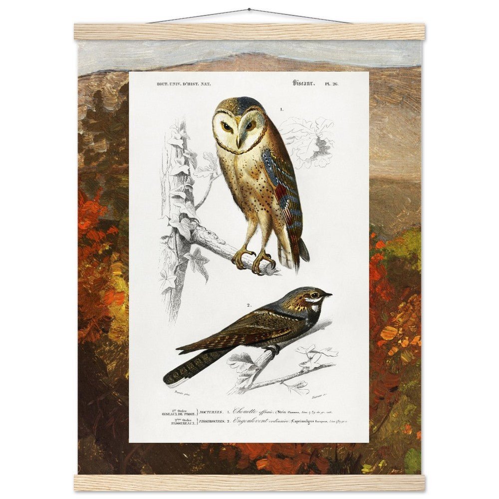 Birds & Autumn Treetops | Classic Semi - Glossy Paper Poster with Hanger - Lyrea