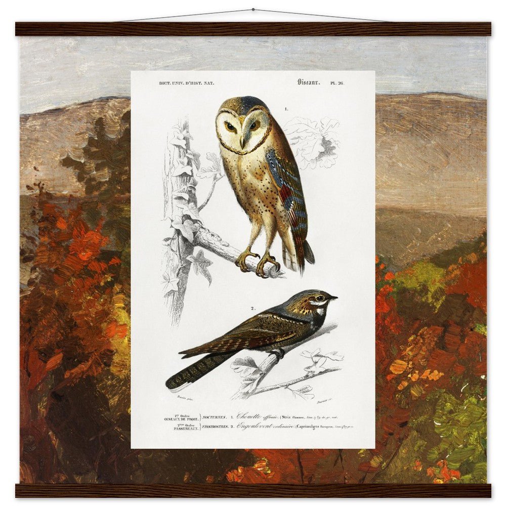 Birds & Autumn Treetops | Classic Semi - Glossy Paper Poster with Hanger - Lyrea