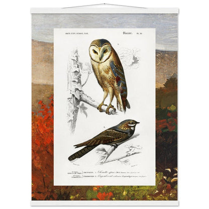 Birds & Autumn Treetops | Classic Semi - Glossy Paper Poster with Hanger - Lyrea