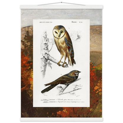Birds & Autumn Treetops | Classic Semi - Glossy Paper Poster with Hanger - Lyrea