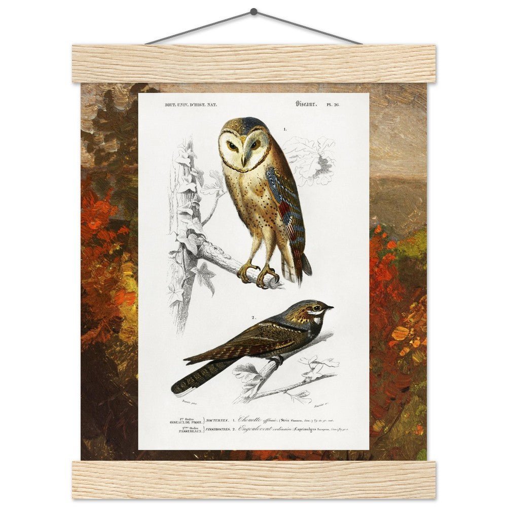 Birds & Autumn Treetops | Classic Semi - Glossy Paper Poster with Hanger - Lyrea