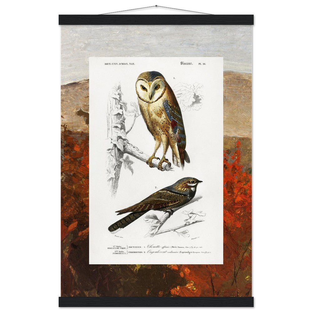 Birds & Autumn Treetops | Classic Semi - Glossy Paper Poster with Hanger - Lyrea