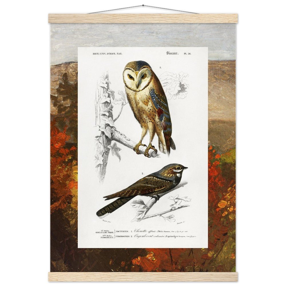 Birds & Autumn Treetops | Classic Semi - Glossy Paper Poster with Hanger - Lyrea