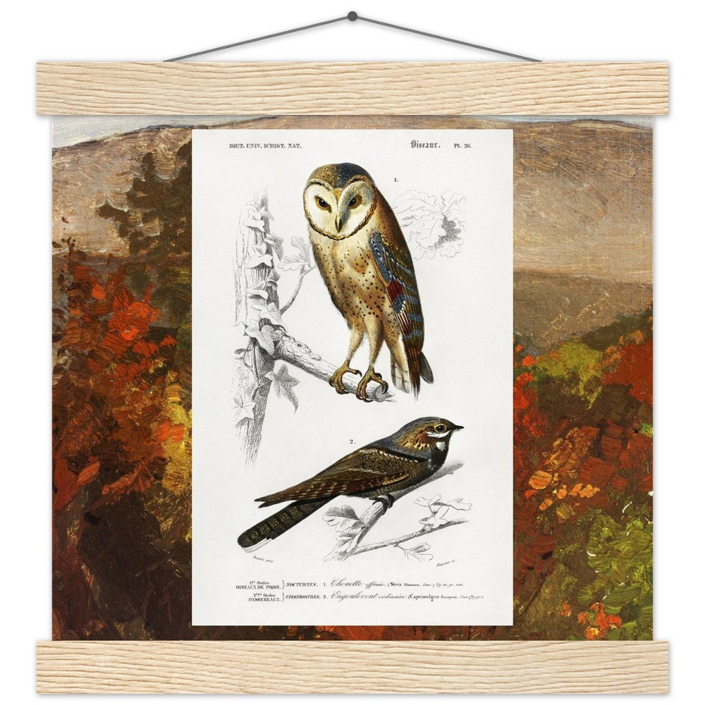 Birds & Autumn Treetops | Classic Semi - Glossy Paper Poster with Hanger - Lyrea