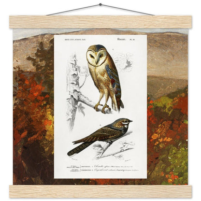 Birds & Autumn Treetops | Classic Semi - Glossy Paper Poster with Hanger - Lyrea