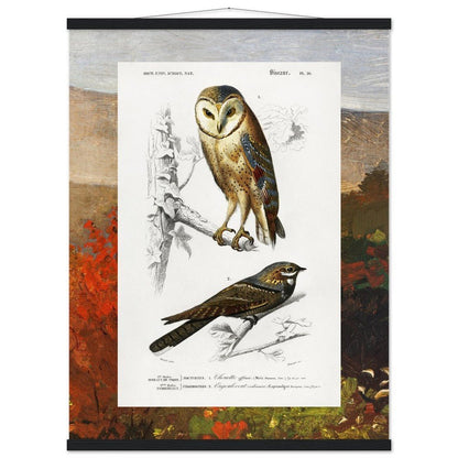 Birds & Autumn Treetops | Classic Semi - Glossy Paper Poster with Hanger - Lyrea