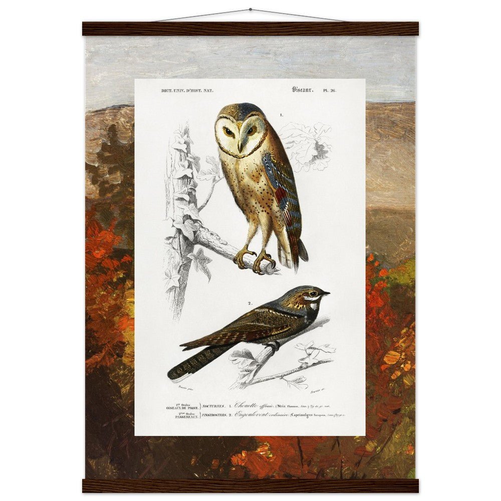 Birds & Autumn Treetops | Classic Semi - Glossy Paper Poster with Hanger - Lyrea