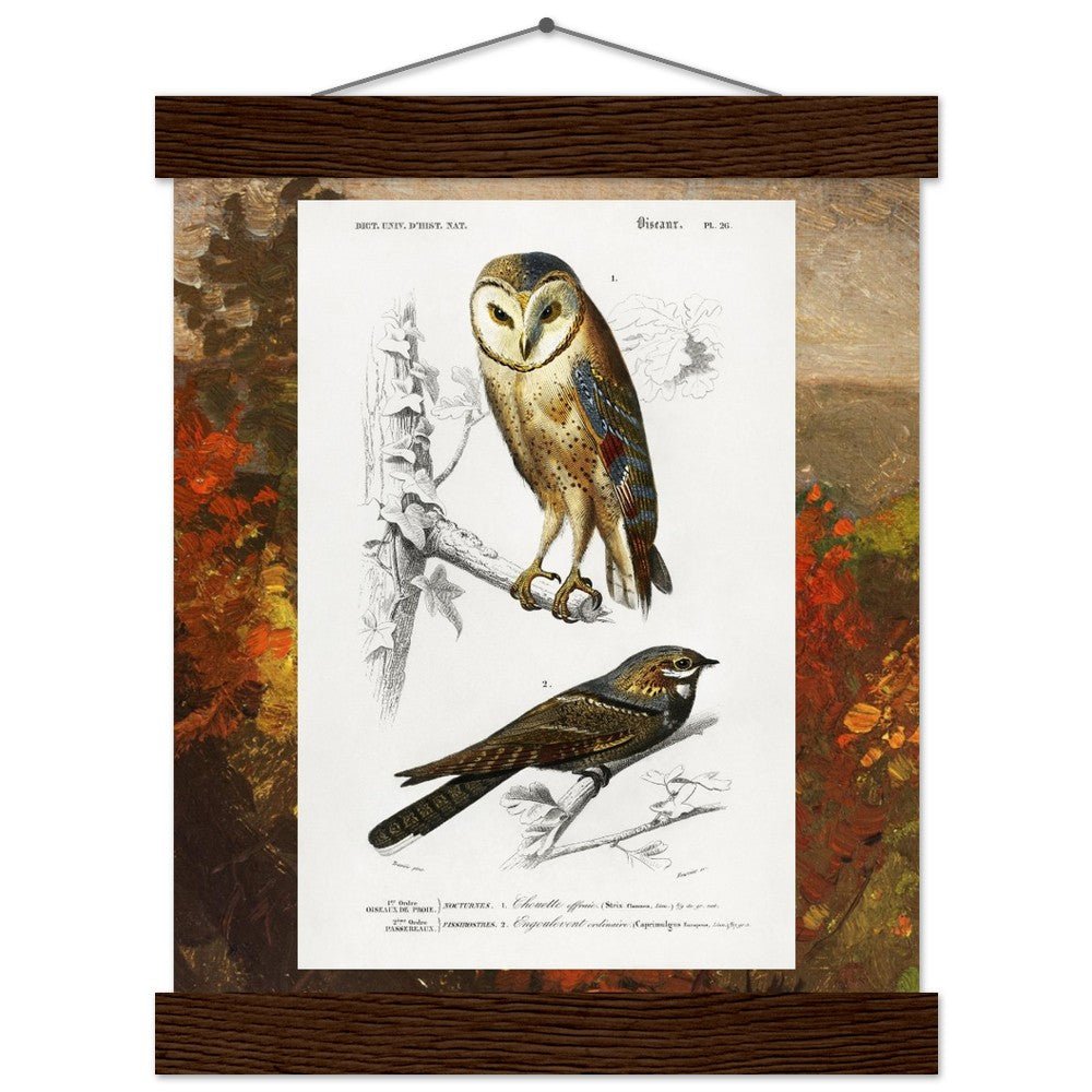 Birds & Autumn Treetops | Classic Semi - Glossy Paper Poster with Hanger - Lyrea