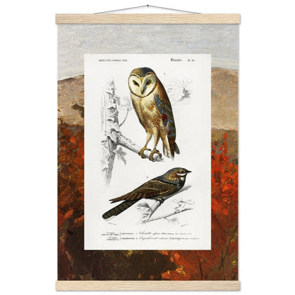 Birds & Autumn Treetops | Classic Semi - Glossy Paper Poster with Hanger - Lyrea