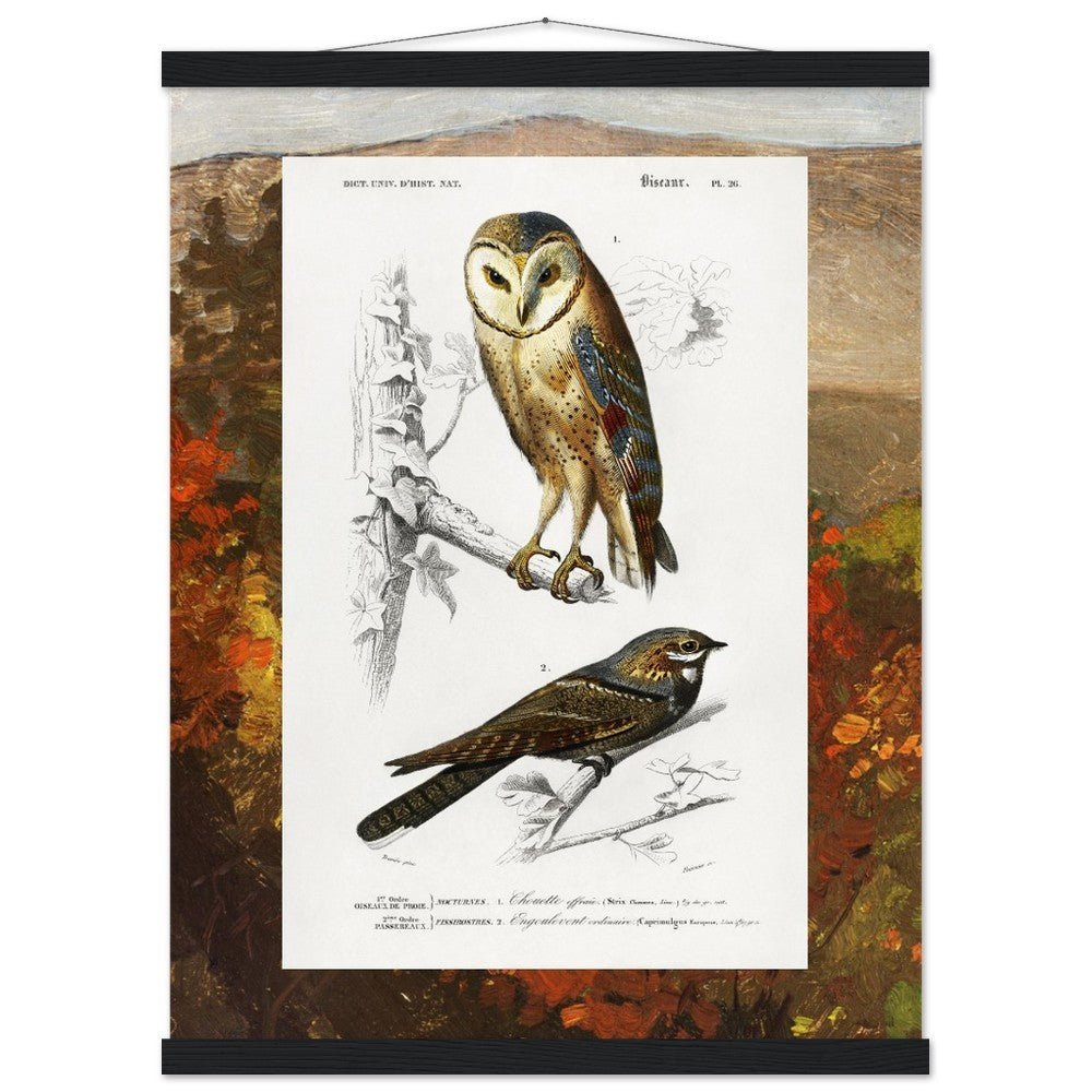 Birds & Autumn Treetops | Classic Semi - Glossy Paper Poster with Hanger - Lyrea