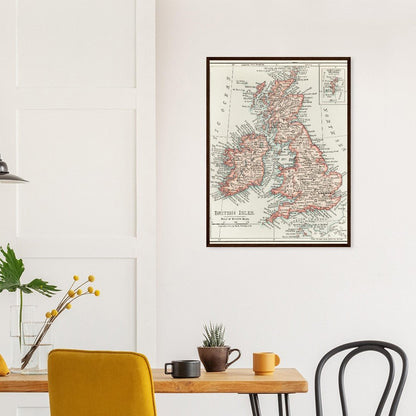 Cartographic Map of the British Isles- Semi-Glossy Paper Wooden Framed Poster - My Store