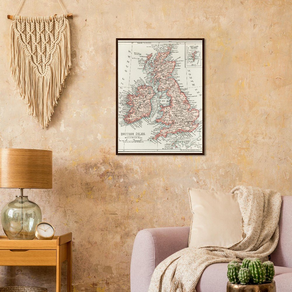 Cartographic Map of the British Isles- Semi-Glossy Paper Wooden Framed Poster - My Store