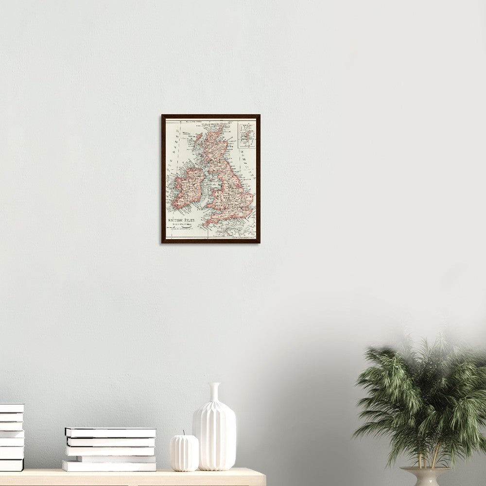 Cartographic Map of the British Isles- Semi-Glossy Paper Wooden Framed Poster - My Store