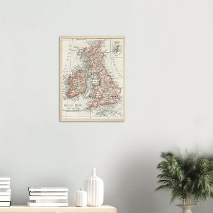 Cartographic Map of the British Isles- Semi-Glossy Paper Wooden Framed Poster - My Store