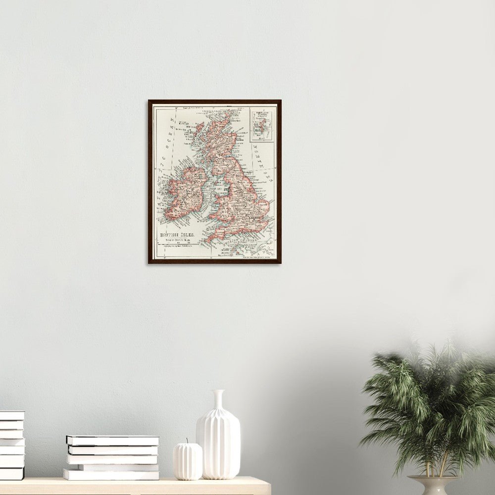 Cartographic Map of the British Isles- Semi-Glossy Paper Wooden Framed Poster - My Store