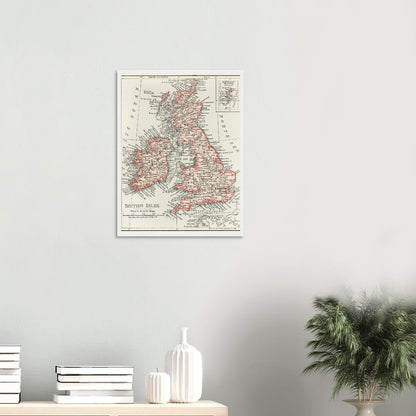 Cartographic Map of the British Isles- Semi-Glossy Paper Wooden Framed Poster - My Store