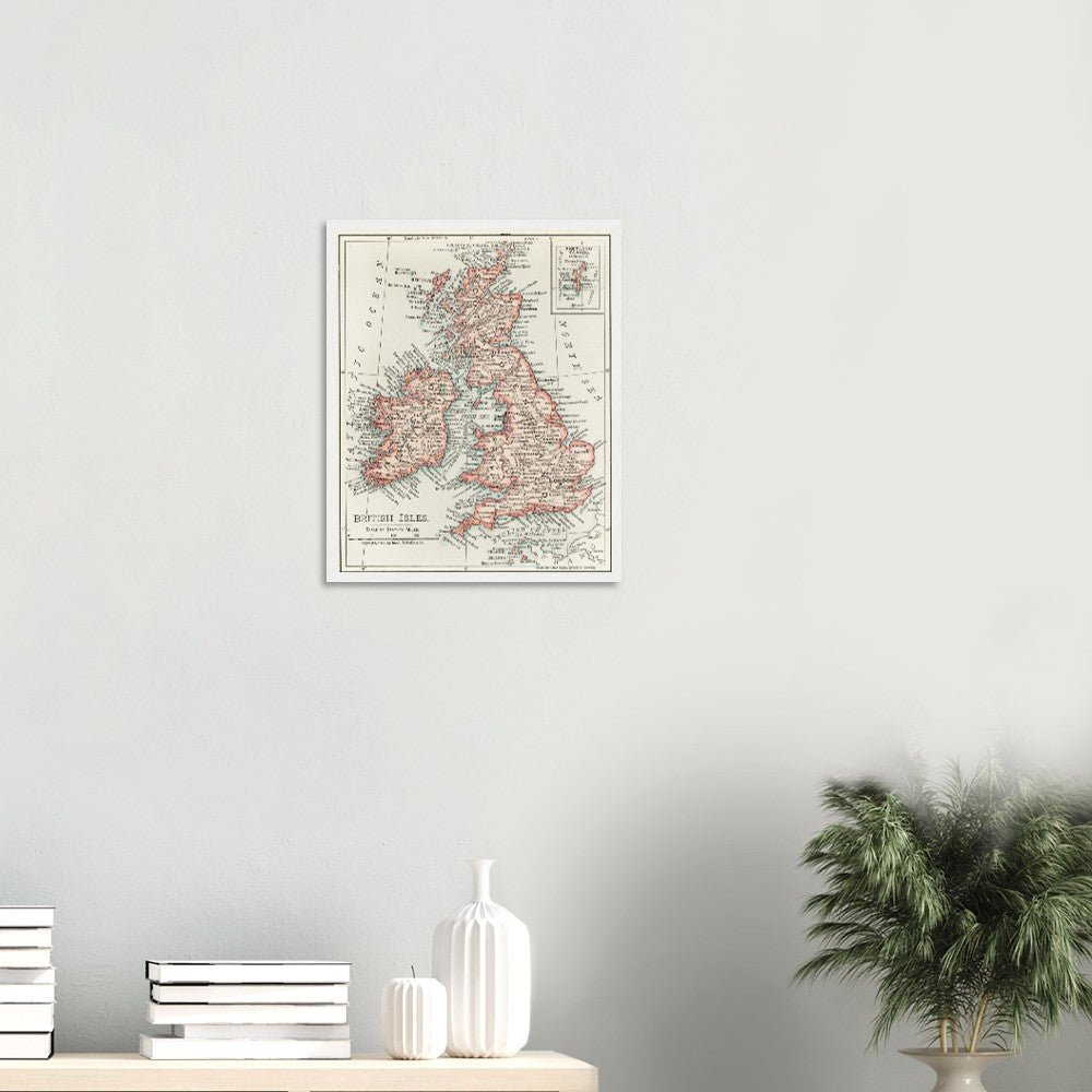 Cartographic Map of the British Isles- Semi-Glossy Paper Wooden Framed Poster - My Store