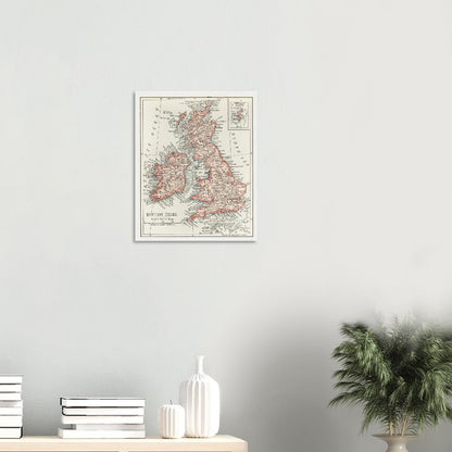 Cartographic Map of the British Isles- Semi-Glossy Paper Wooden Framed Poster - My Store