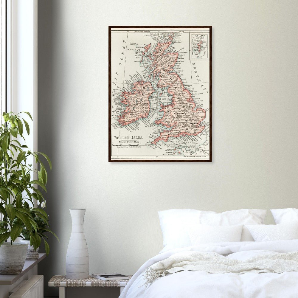 Cartographic Map of the British Isles- Semi-Glossy Paper Wooden Framed Poster - My Store