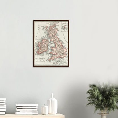 Cartographic Map of the British Isles- Semi-Glossy Paper Wooden Framed Poster - My Store
