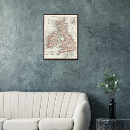 Cartographic Map of the British Isles- Semi-Glossy Paper Wooden Framed Poster - My Store