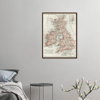 Cartographic Map of the British Isles- Semi-Glossy Paper Wooden Framed Poster - My Store