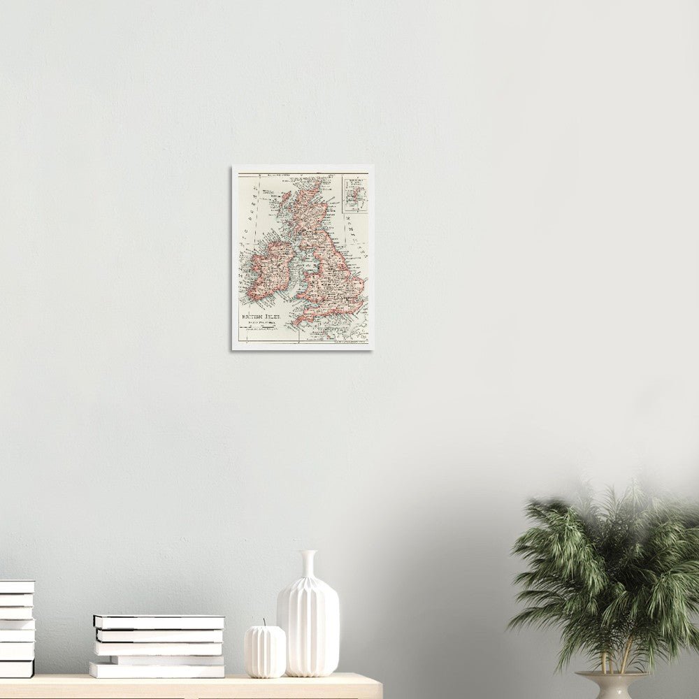 Cartographic Map of the British Isles- Semi-Glossy Paper Wooden Framed Poster - My Store