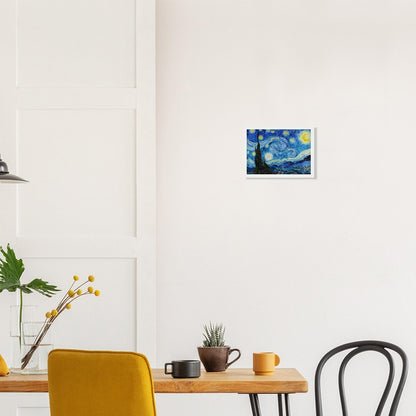 Van Gogh's "The Starry Night" Semi - Glossy Paper Wooden Framed Poster - Lyrea