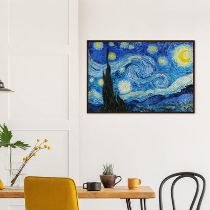 Van Gogh's "The Starry Night" Semi - Glossy Paper Wooden Framed Poster - Lyrea
