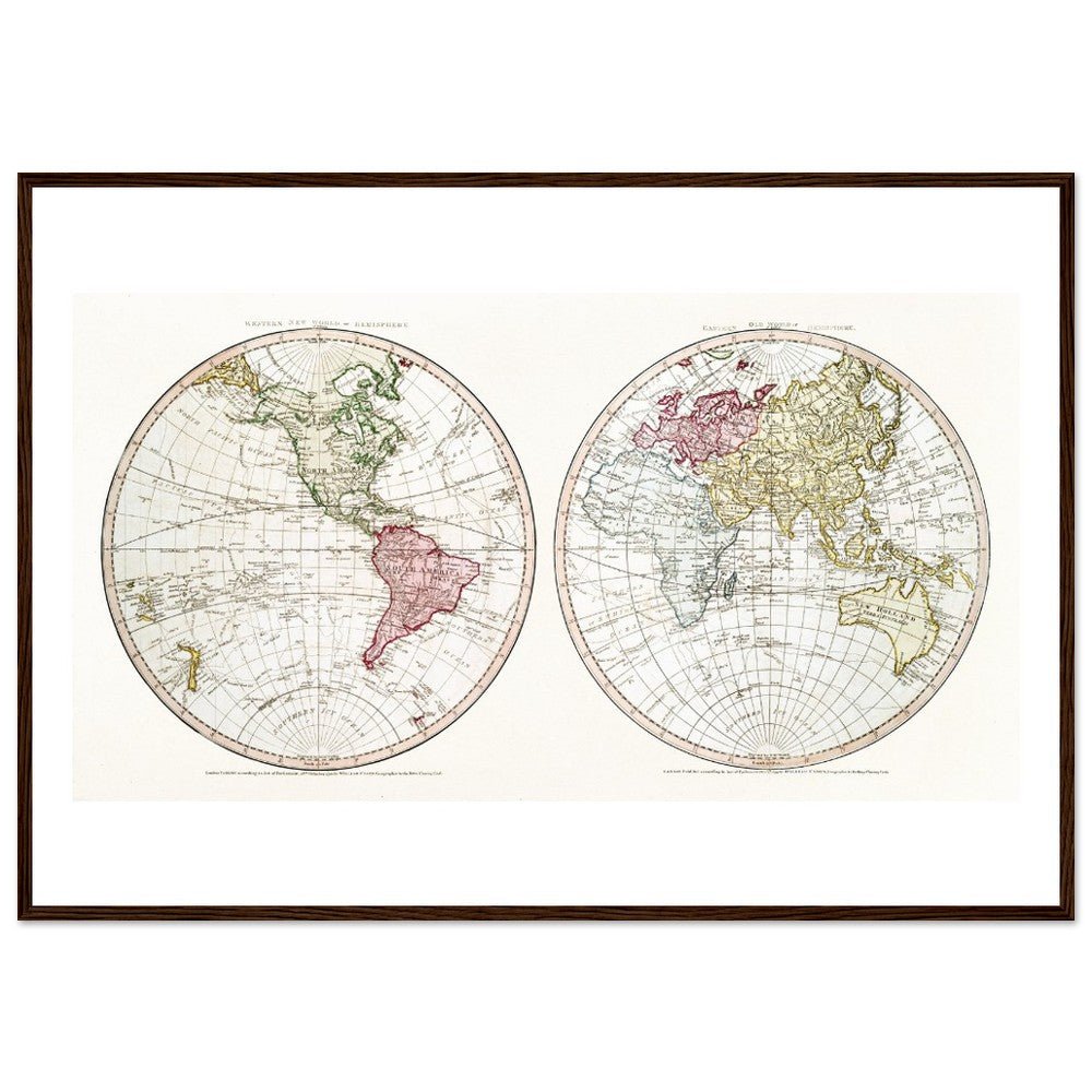 New World, Old World (1790) - Classic Semi - Glossy Paper Wooden Framed Poster - Lyrea